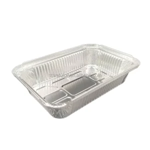 Rectangular Disposable Aluminum Foil Meal Container for Airline Catering and Food Service