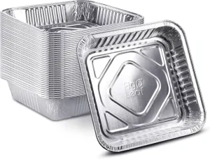Rectangular Food Grade Aluminum Foil Container with Foil Lid 900ml Microwave Safe Baking Dish