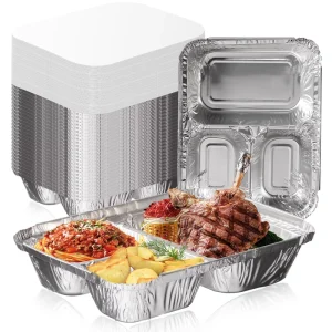 Rectangular Food Grade Lunch Container with Aluminum Foil and PP Lid