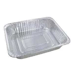 Rectangular Half Size Disposable Aluminum Foil Food Container with Clear Dome Lid, 100 Pack