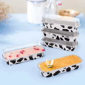 Rectangular Mini Loaf Aluminum Foil Baking Pan with PET Lid, Recyclable and Food Grade, for Cupcakes, Pudding and Muffins