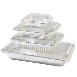 Rectangular Silver Aluminum Foil Lunch Packaging Box with Cover