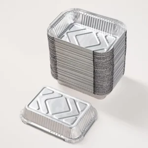 Recyclable Food Grade Disposable Takeaway Aluminum Foil Food Box with Lid, Various Sizes
