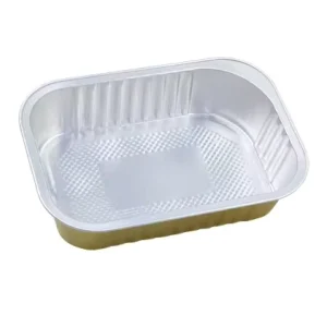 Recyclable Gold Plated Square Aluminum Foil Containers Upscale Takeaway Packaging