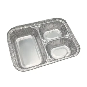 Recyclable Multi Compartment Aluminum Foil Pans Divided Sectional Food Tray for Industrial Packaging and Bulk Supply