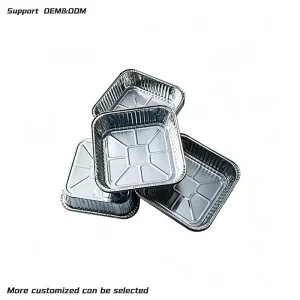 Recyclable PP Square Foil Container 1600ml Food Grade Disposable Baking Pan for Oven