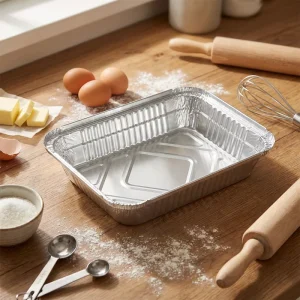 Recyclable Silver Rectangular Disposable Aluminum Foil Meal Container