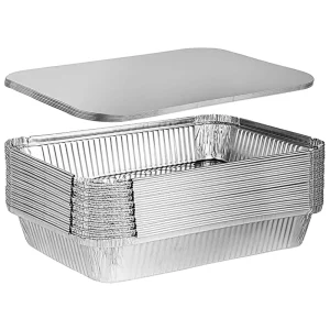 Reusable Aluminum Foil Food Container Lunch Box with Lid for Home Kitchen Storage, BBQ, and Outdoor Picnics