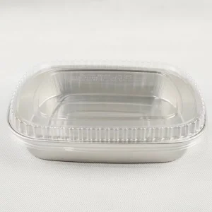 Reusable Recyclable Rectangular Pulp-Molded Aluminum Foil Container with PET Lid Food Grade 950ml Capacity Customizable Logo