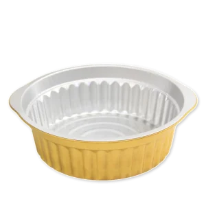 Round 3100ml Disposable Aluminum Foil Tray with One-Hand Opening, Bulk Food Storage Container