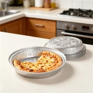Round 9 Inch Deep Aluminum Foil Cake Container, Disposable Cooking and Takeout Tray