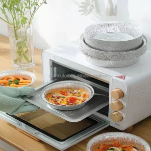 Round Disposable Aluminum Foil Airline Meal Container Catering Tray for Aviation Service and Hotel Buffet