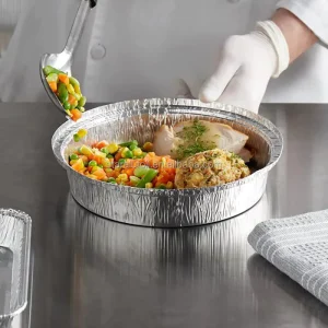 Round Disposable Aluminum Foil Food Container Bowl for Catering Baking and Takeaway Oven Safe Pan