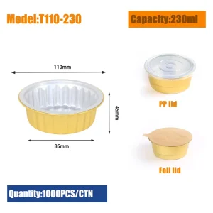 Round Disposable Food-Grade Aluminum Foil Container Tray, Oven Safe