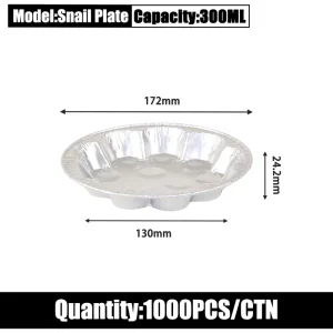 Round Heat Resistant Aluminum Foil Snail Tray Disposable Food Grade Oven Safe Food Container for Baking Party
