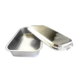 Sealed Rectangular Aluminum Foil Food Container with Lid 280ml 310ml
