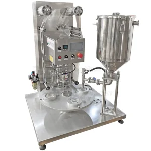 Semi Automatic Rotary Plastic Cup Filling Sealing Machine Roll Film Heat Seal Food Packaging Equipment