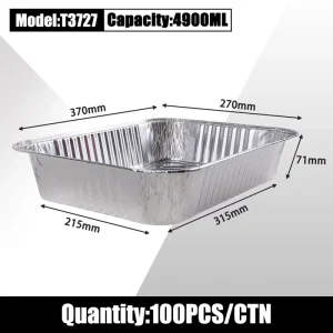 Silver Disposable Rectangular Aluminum Foil Catering Tray with Foil Lid for BBQ and Prepared Meals