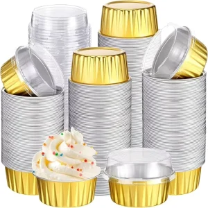 Small 125ml Disposable Gold Aluminum Foil Pie Trays for Baking and Takeout