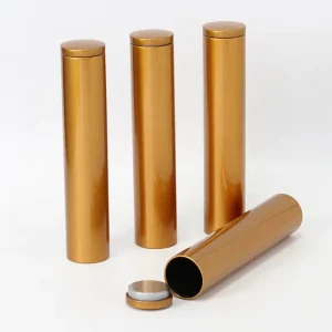 Small Gold Metal Tube Tin for Coffee Beans and Incense Sticks Portable Airtight Chocolate Bar Packaging Gift Box