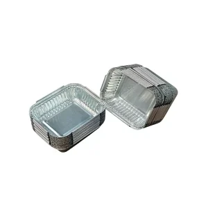 Small Rectangular Disposable Aluminum Foil Container with Tab for Sauce, Dip, and Condiments, Oven-Safe Takeaway Tray