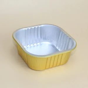 Square 325ml Modular Aluminum Foil Food Storage Container with Lid, Stackable Refrigerator Pan