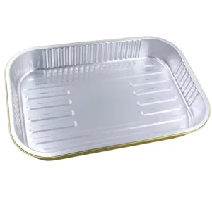 Square Food Grade Disposable Aluminum Foil Tray Pulp Moulded Foil Lid High Temperature Resistant 3100ml Capacity