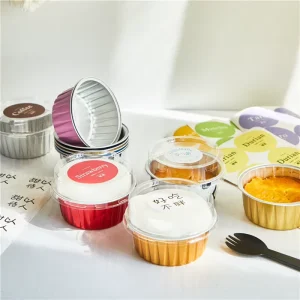 Square Round Gold Mini Aluminum Foil Cupcake Baking Cups Disposable Plastic Lids in Blister Process