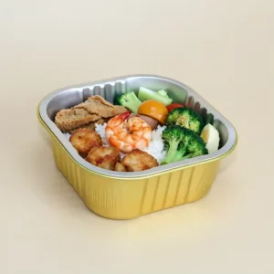 T112 3215ml Food-Grade Heat-Sealable PET Aluminum Foil Container with Rectangular Foil Lid, Oven Safe