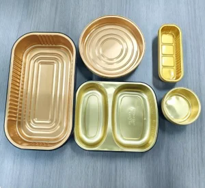 Take Away Food Package Foil Containers Disposable Tray Oven Bake Cup Black Gold Prep Meal Aluminum Pans with Lid