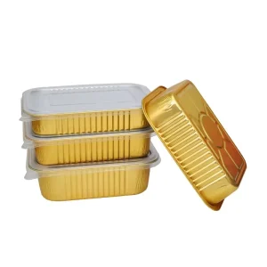 Thickened Hot Sell Tray Pan Aluminium Foil Container Rectangular Food Packing with Heat Sealing Lids PP Plastic