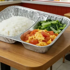 Two-Compartment Aluminum Foil Lunch Trays