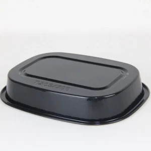 Unique Dual Layer Aluminum Foil Tray with PP Lid Black Outside Gold Inside Oven Safe Food Container for Table Use