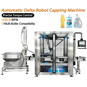 Vision-Guided Delta Robot Capping Machine, 30-50 BPM, Servo Torque Control for Plastic Bottles