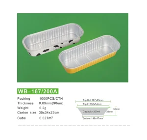 WB 1000PCS CTN Food Grade Aluminum Foil Rectangle Baking Cup Gold Container Plastic Lid 200ml Capacity for Wedding Cake