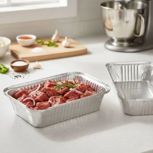 WB 1000mL Silver Rectangle Aluminum Foil Pulp Moulding Takeaway Container High Quality Oven Safe Fastfood Packaging High