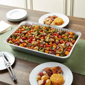 WB 528 Aluminum Foil Food Grade Container High Side Metal Tray Disposable Foil Lids High Temperature Sterilization Baking Pan