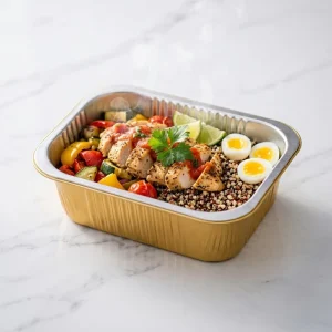 WB 930ml Aluminum Foil Box Rectangular Recyclable Aluminum Foil Container for Fast Lunch Food Packaging and Storage