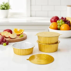 WB Food Packaging 5000ml Aluminium Foil Pans Special Gold Tin 169oz Foil Box Food Grade Aluminum Foil Container With Lid