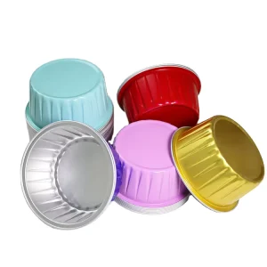 WB125ml Cake Pudding Pan Gold Color Aluminum Foil Tin Baking Cup Round Aluminum Foil Container with Lid