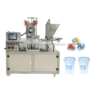 Water Cup Filler Machine Automatic Cup Ice Cube Filling Sealing Machine Ice Cups Filling Packing