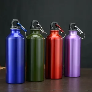 XD Promotional Customized Color Single Wall Ribbed Bulk Cream Aluminum Water Bottle 500ml