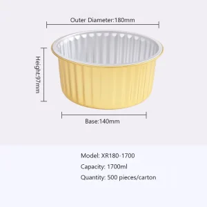XR180 1700ml Round Aluminum Foil Container with Lid