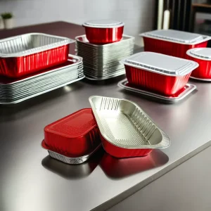 Y51 Food Serving Disposable Aluminum Foil Container with PP Plastic Lid Food Grade 260ml Rectangle Lunch Box